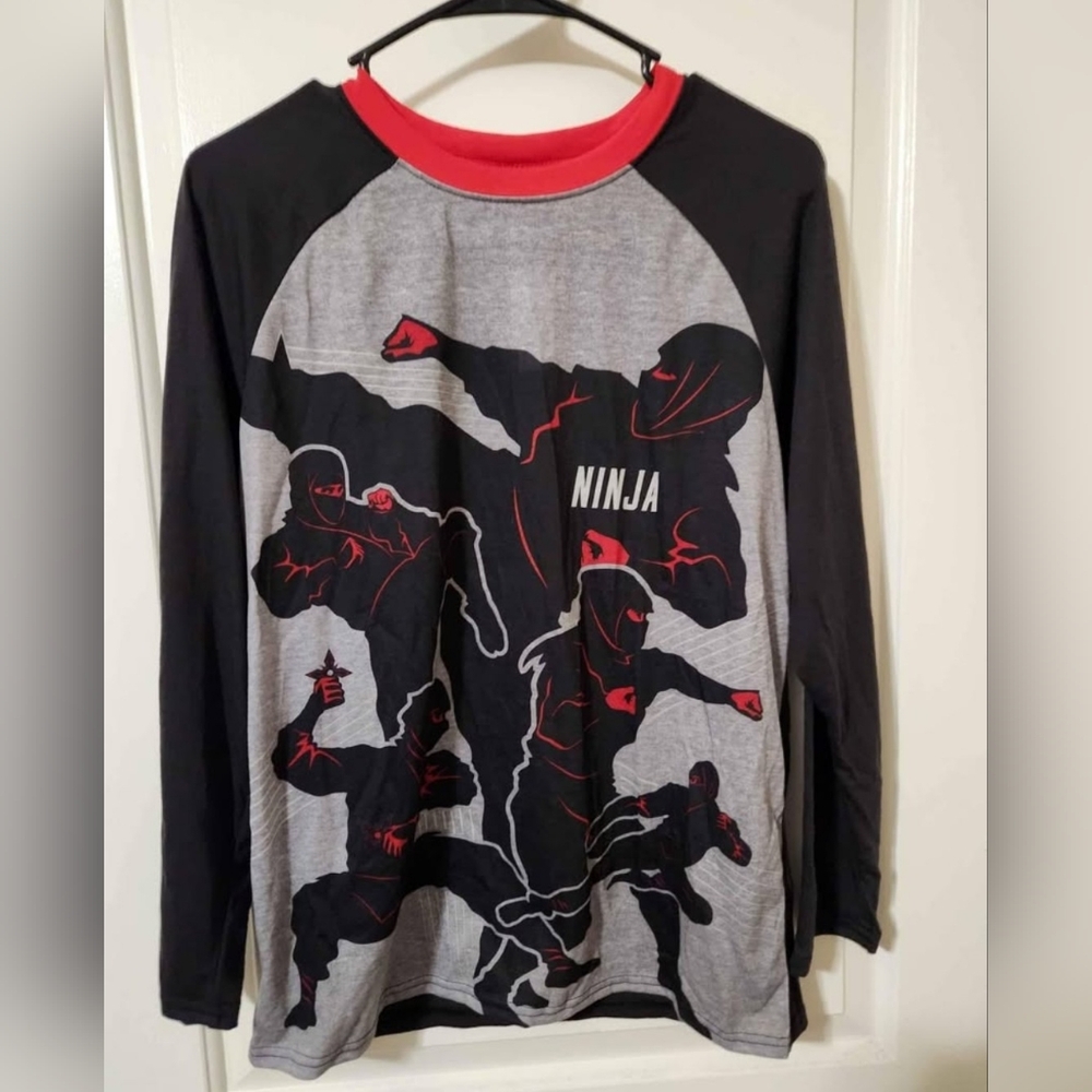 The Children's Place Ninja Graphic Pajama Top - Black and Gray